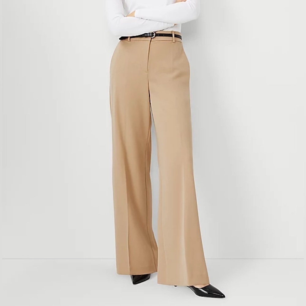 NEW Ann Taylor Curvy Fit Wide Leg Pants in Tan size 2- New with tags